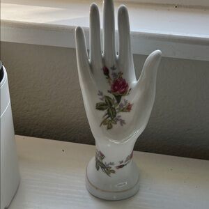 Elegant Floral Porcelain Hand Jewelry Stand